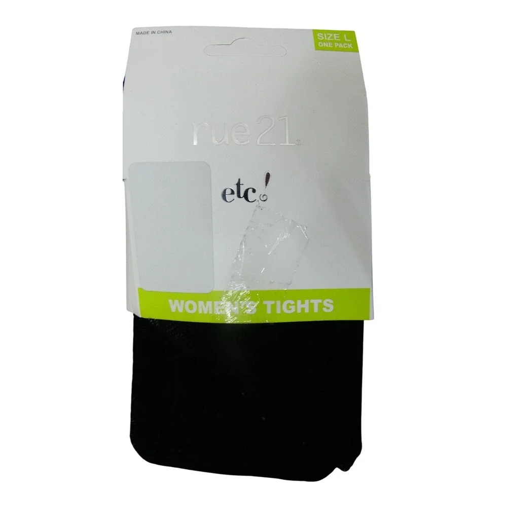 rue21 Tights Womens L Black New Patterned Diamond Knit Nylon Spandex